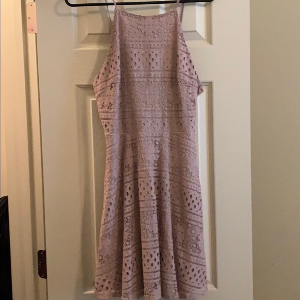 Nude colored high neck dress